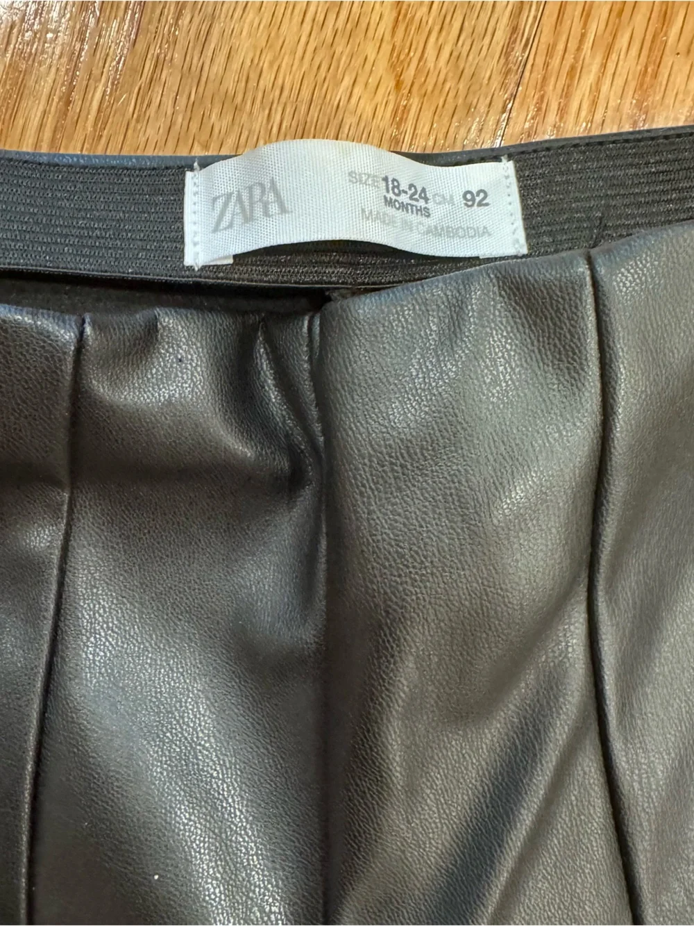 Zara Black Faux Leather Flared Leggings with Elastic Waistband